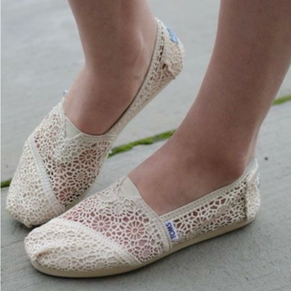 Toms Classics Natural Morocco Crochet Slip On Shoes